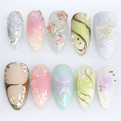 Pastel Pearl Garden Nails
